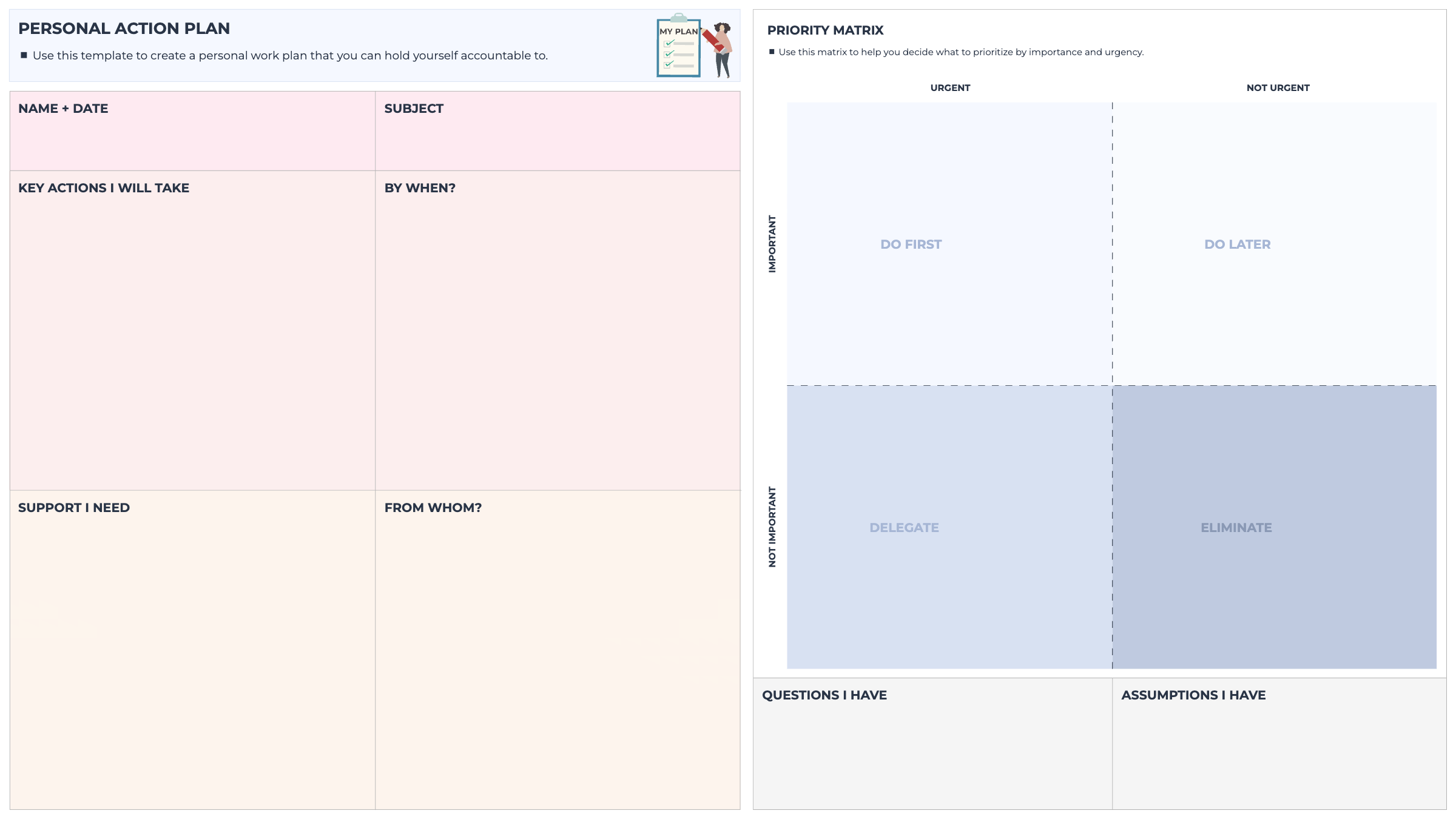 Personal Action Plan template